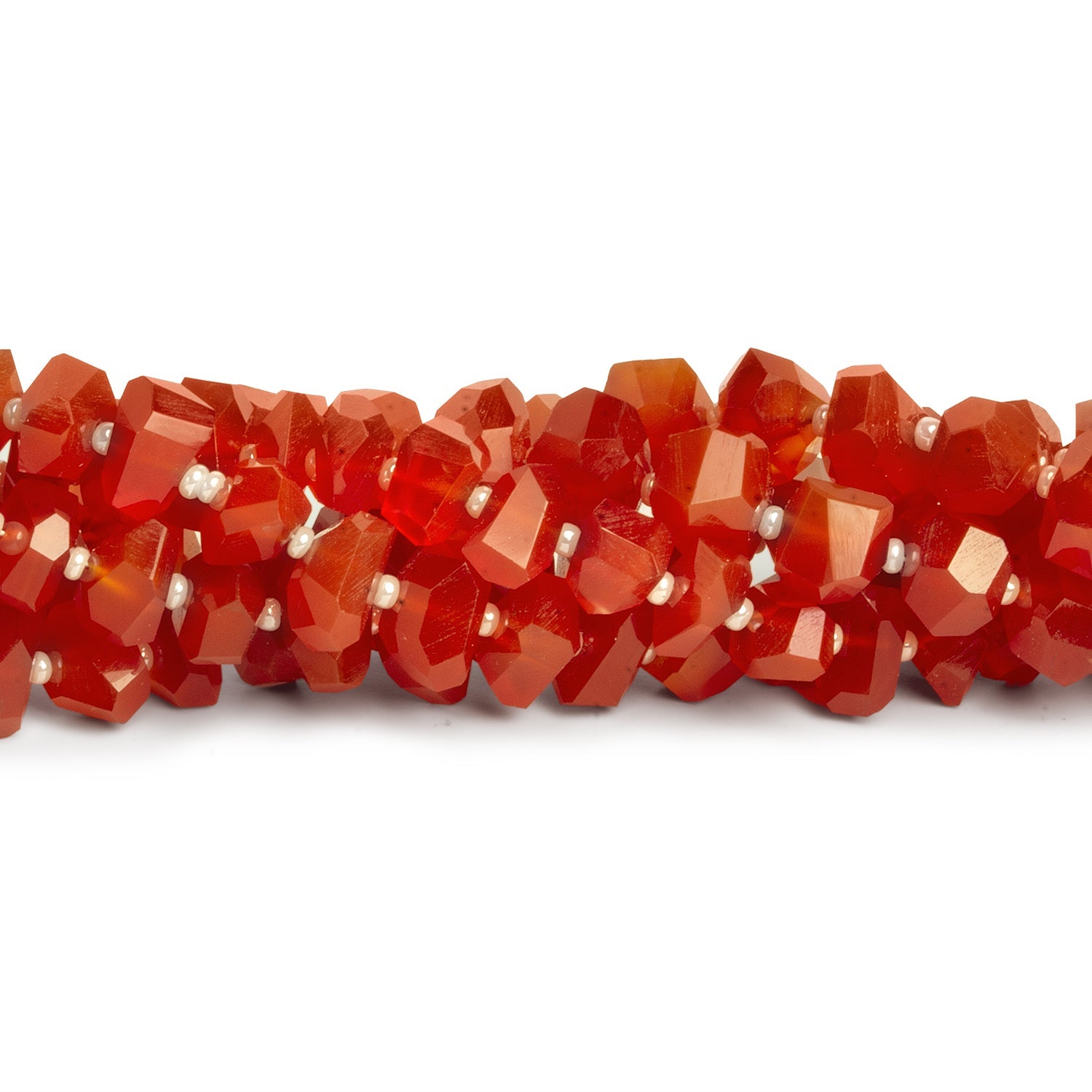 8 - 11mm Carnelian Faceted Nuggets 8 inch 25 beads - The Bead Traders