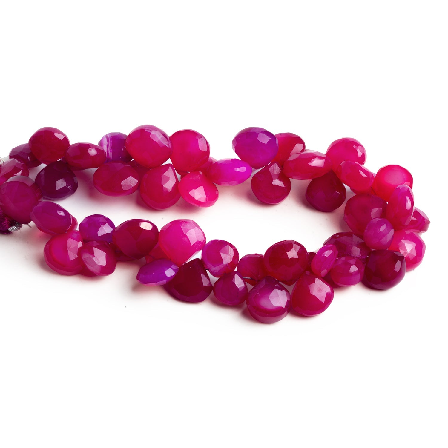 8 - 11mm Pink Chalcedony Faceted Hearts 8 inch 50 beads - The Bead Traders
