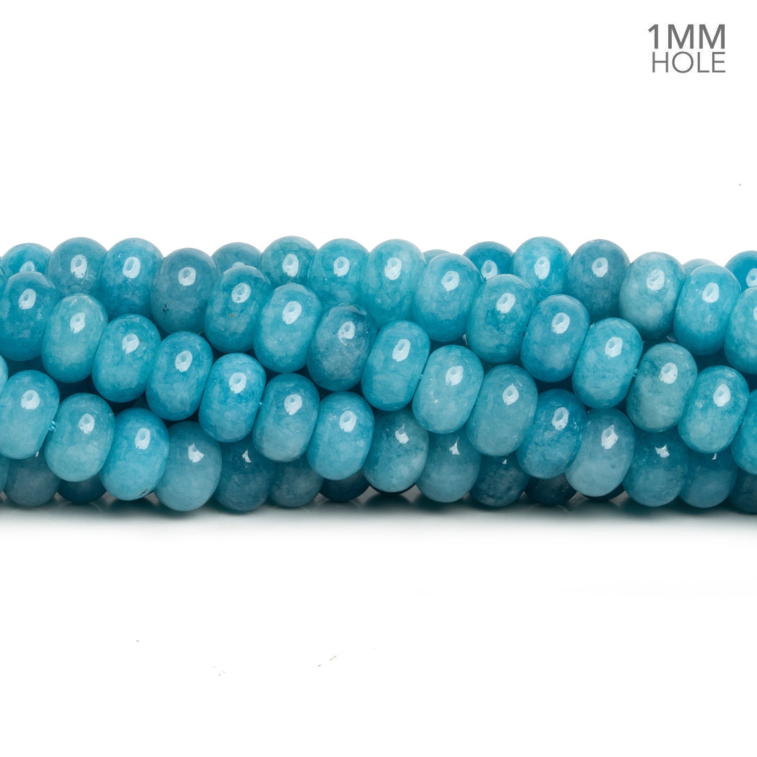 8 - 8.5mm Aqua Chalcedony Large Hole Rondelles 15 inch 70 beads - The Bead Traders