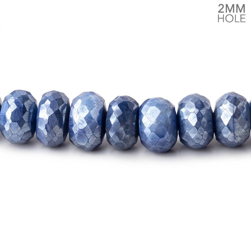8 - 8.5mm Mystic Blue Moonstone 2mm Large Hole Rondelles 8 inch 34 Beads - The Bead Traders