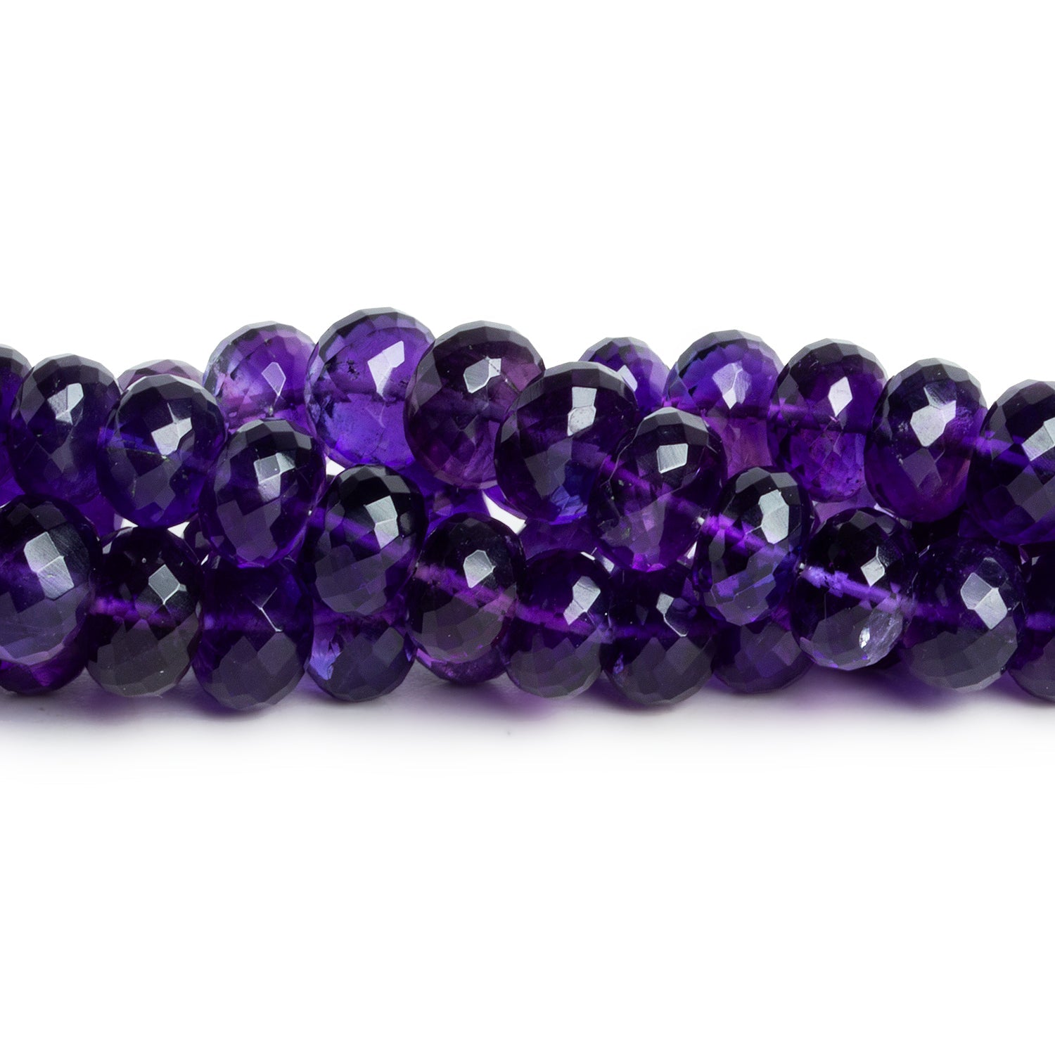 8-9mm African Amethyst Faceted Rondelles 15 inch 64 beads - The Bead Traders