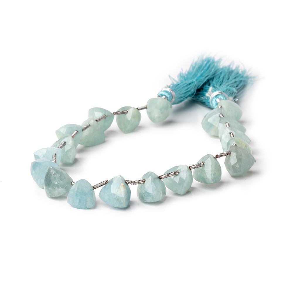 8 - 9mm Aquamarine Faceted Trillions 6 inch 19 beads - The Bead Traders