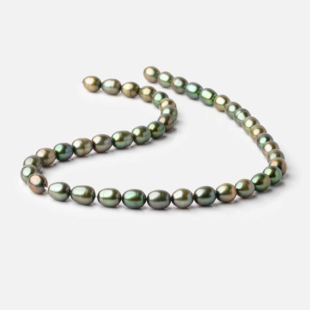 8 - 9mm Avocado Green Oval Pearls 16 inch 42 pieces - The Bead Traders