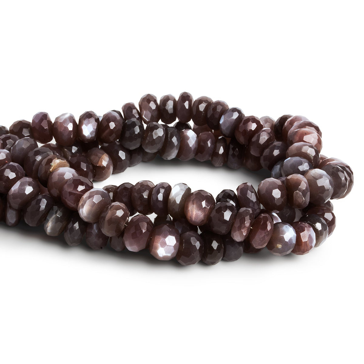 8-9mm Chocolate Moonstone Faceted Rondelles 14 inch 63 beads - The Bead Traders