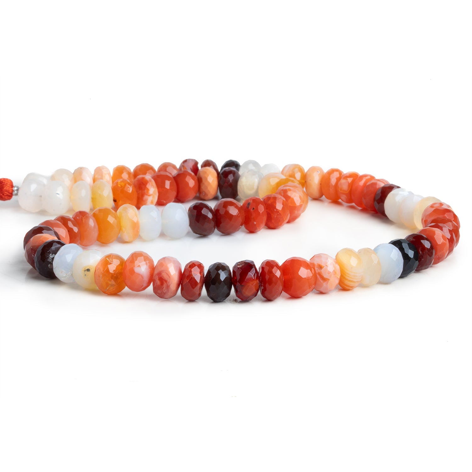 8 - 9mm Fire Opal Faceted Rondelles 16 inch 67 beads - The Bead Traders