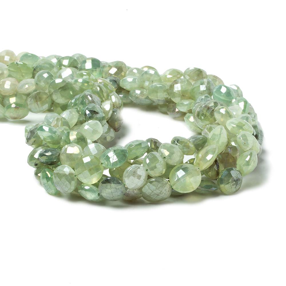 8 - 9mm Mystic Prehnite Faceted Coins 13.5 inch 37 beads - The Bead Traders