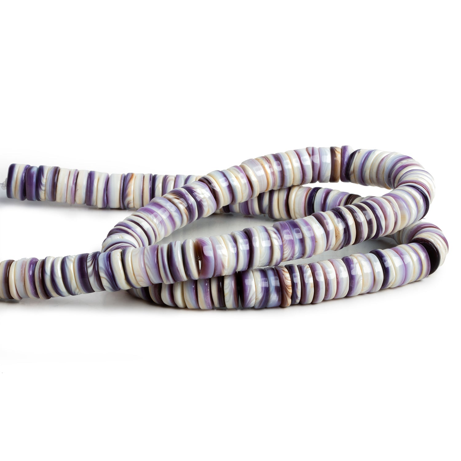 8.5mm Wampum Shell Plain Heishis 1mm Large Hole 16 inch 160 pieces - The Bead Traders