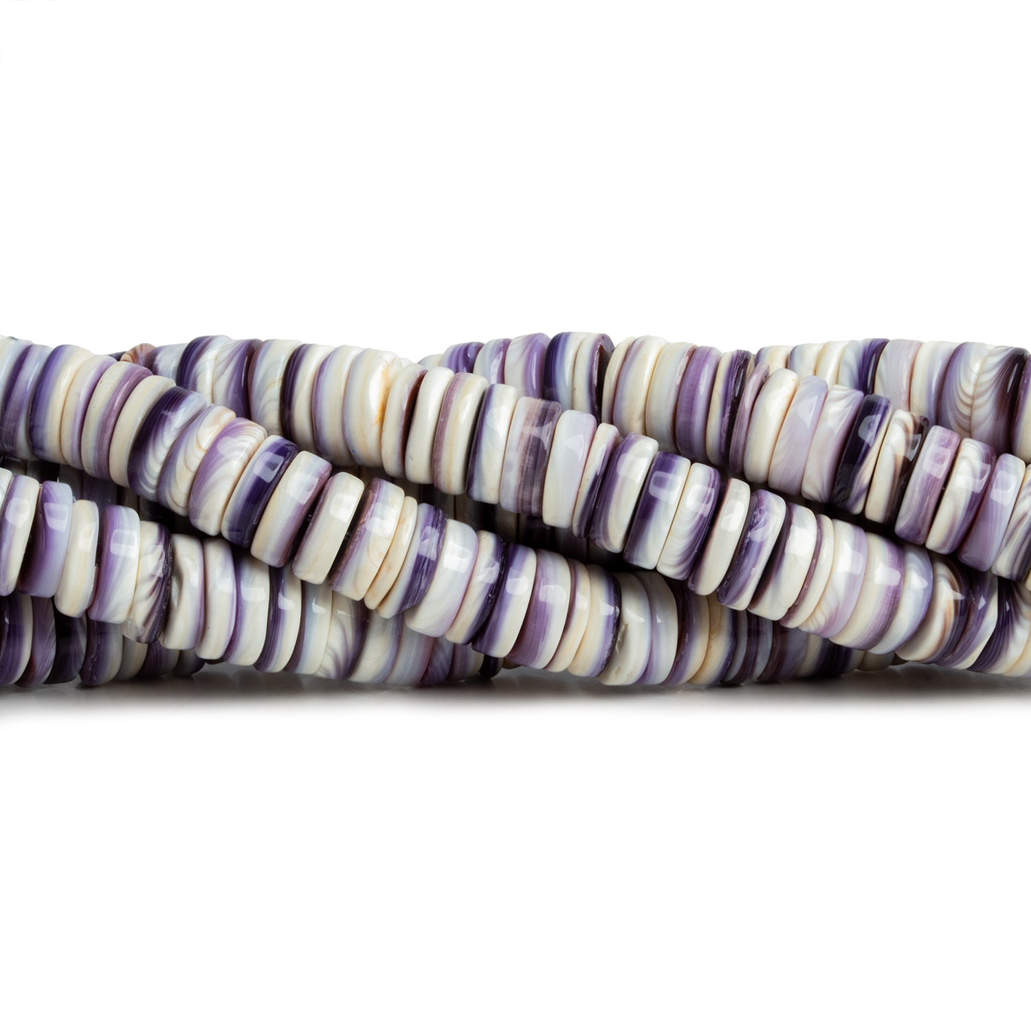 8.5mm Wampum Shell Plain Heishis 1mm Large Hole 16 inch 160 pieces - The Bead Traders
