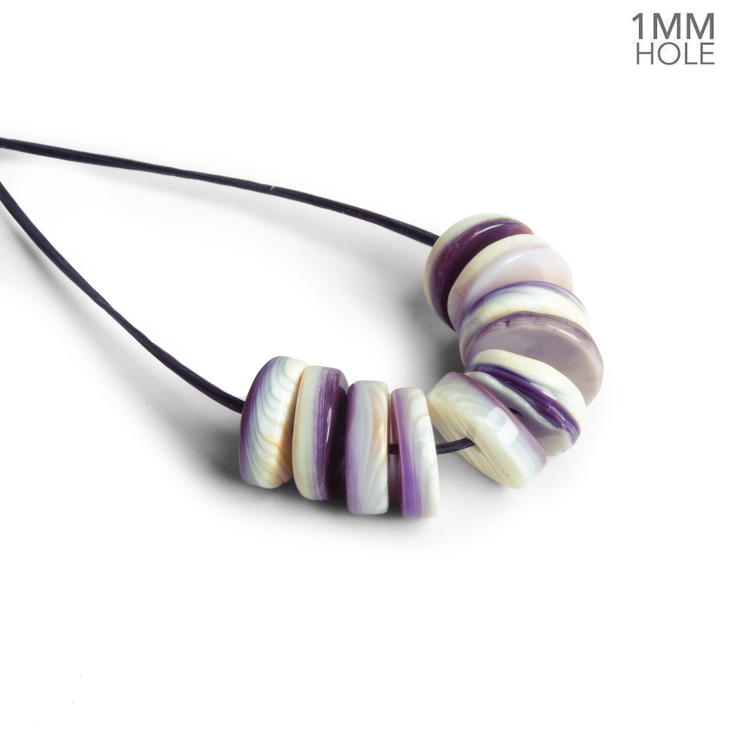 8.5mm Wampum Shell Plain Heishis 1mm Large Hole - Set of 10 - The Bead Traders
