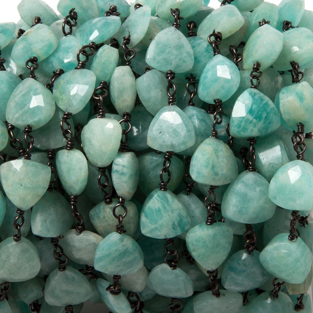 8mm Amazonite triangle Black Gold Chain 22 beads - The Bead Traders