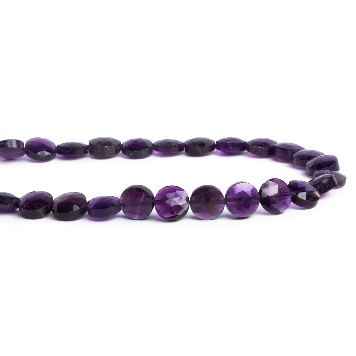 8mm Amethyst Faceted Coins 7.5 inch 23 beads - The Bead Traders
