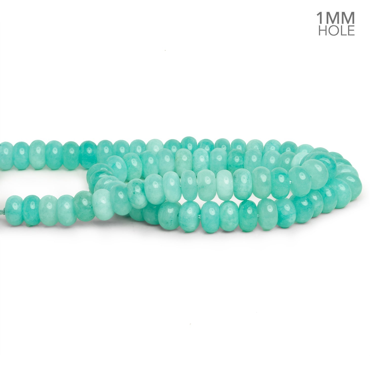 8mm Aqua Green Chalcedony Large Hole Rondelles 15 inch 77 beads - The Bead Traders