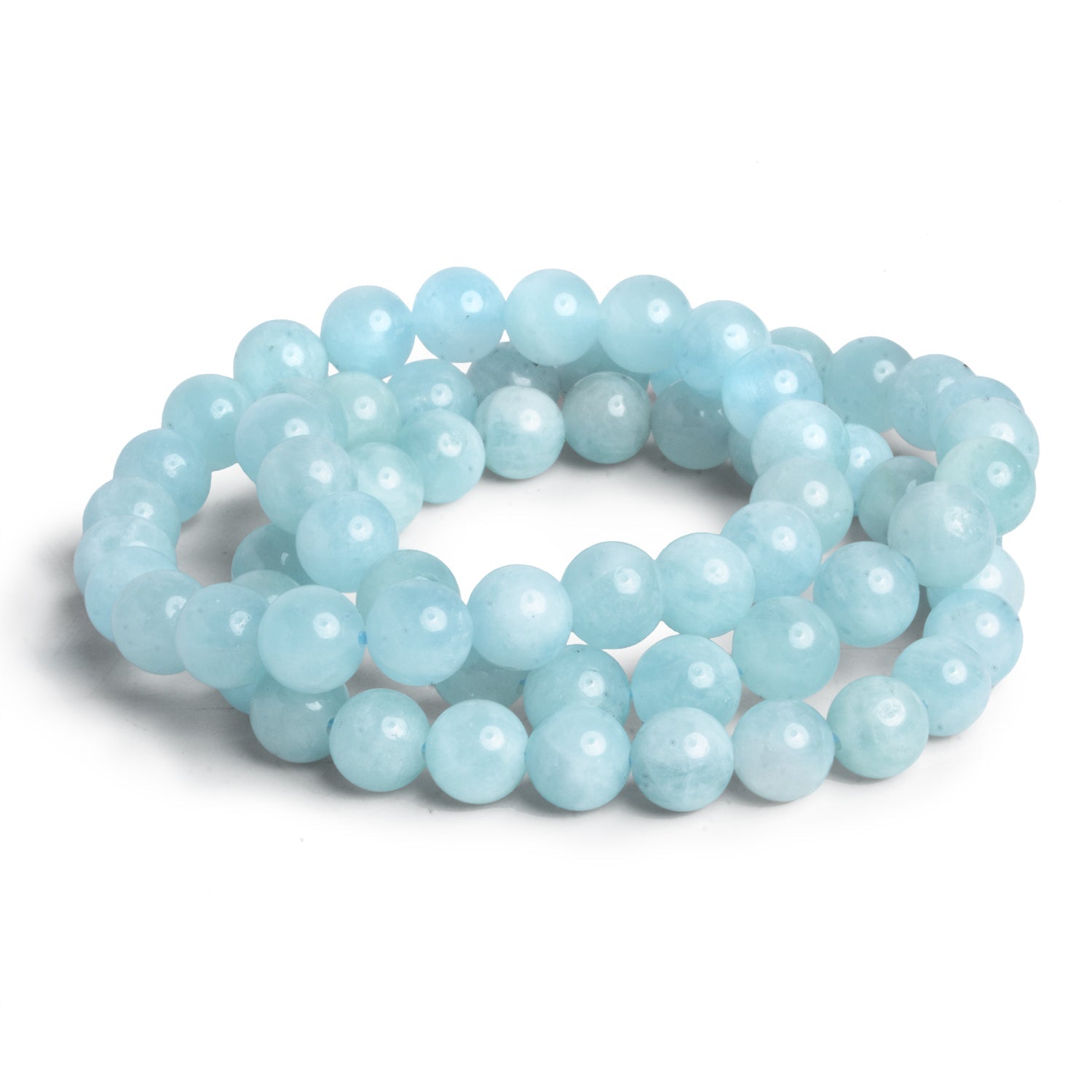 8mm Aquamarine Plain Rounds 23 beads - The Bead Traders