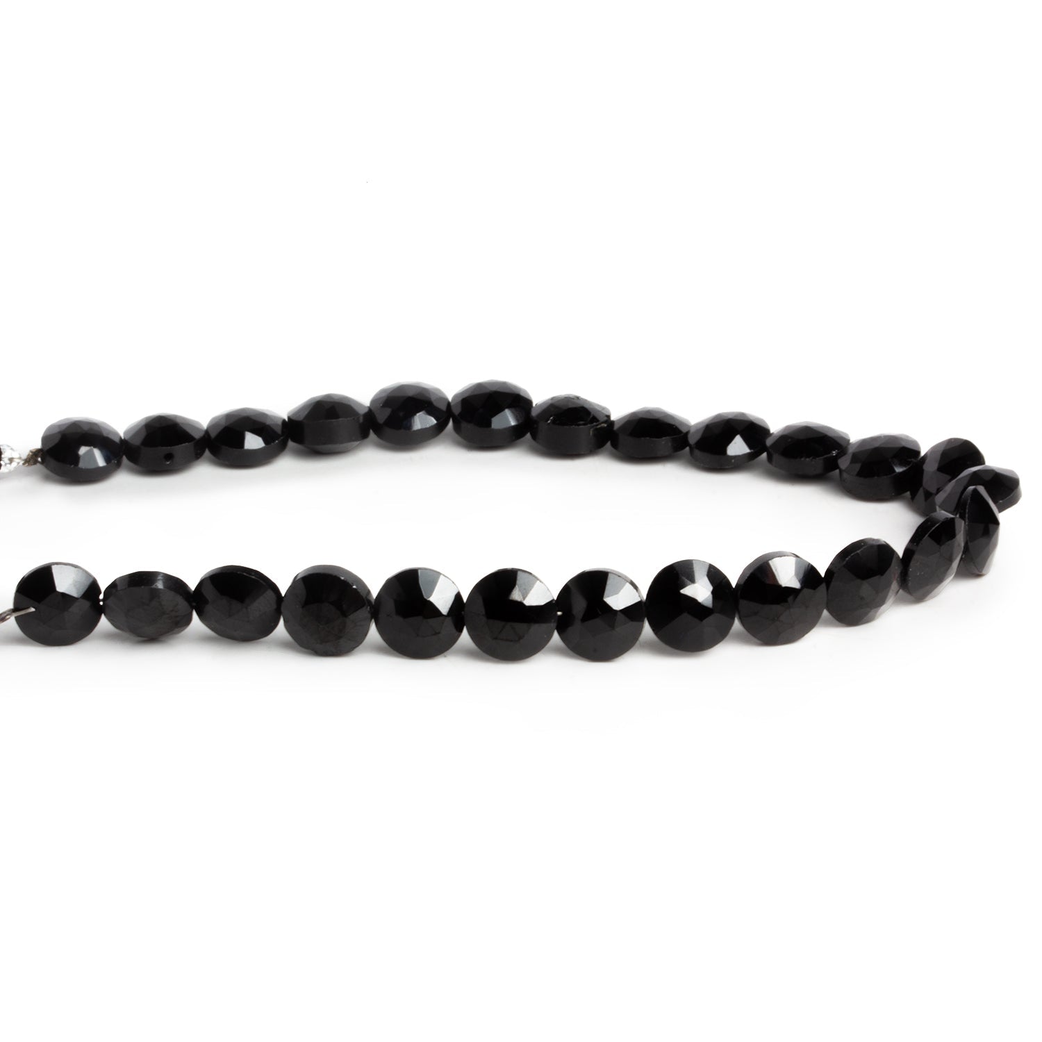 8mm Black Spinel Faceted Coins 7.5 inch 23 beads - The Bead Traders