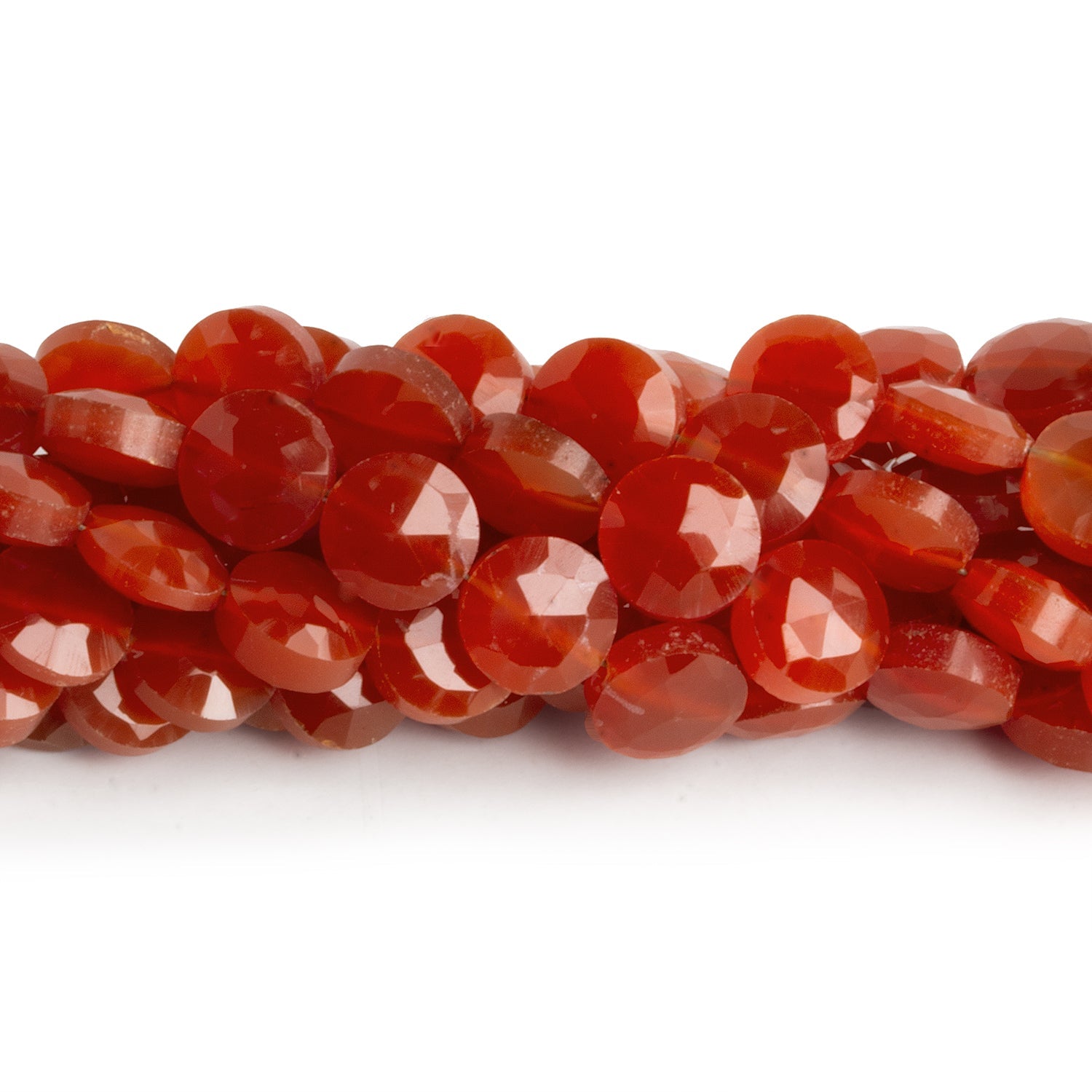 8mm Carnelian Faceted Coins 7.5 inch 23 beads - The Bead Traders