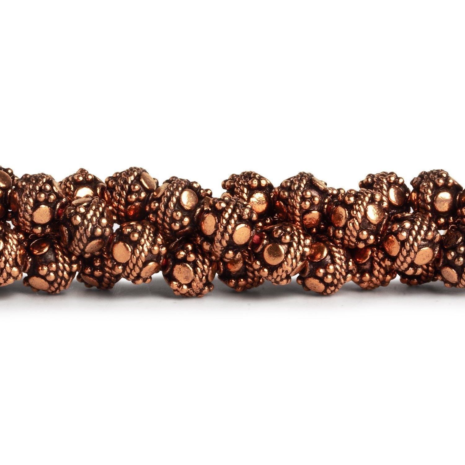 8mm Copper Decorated Rounds 8 inch 28 beads - The Bead Traders