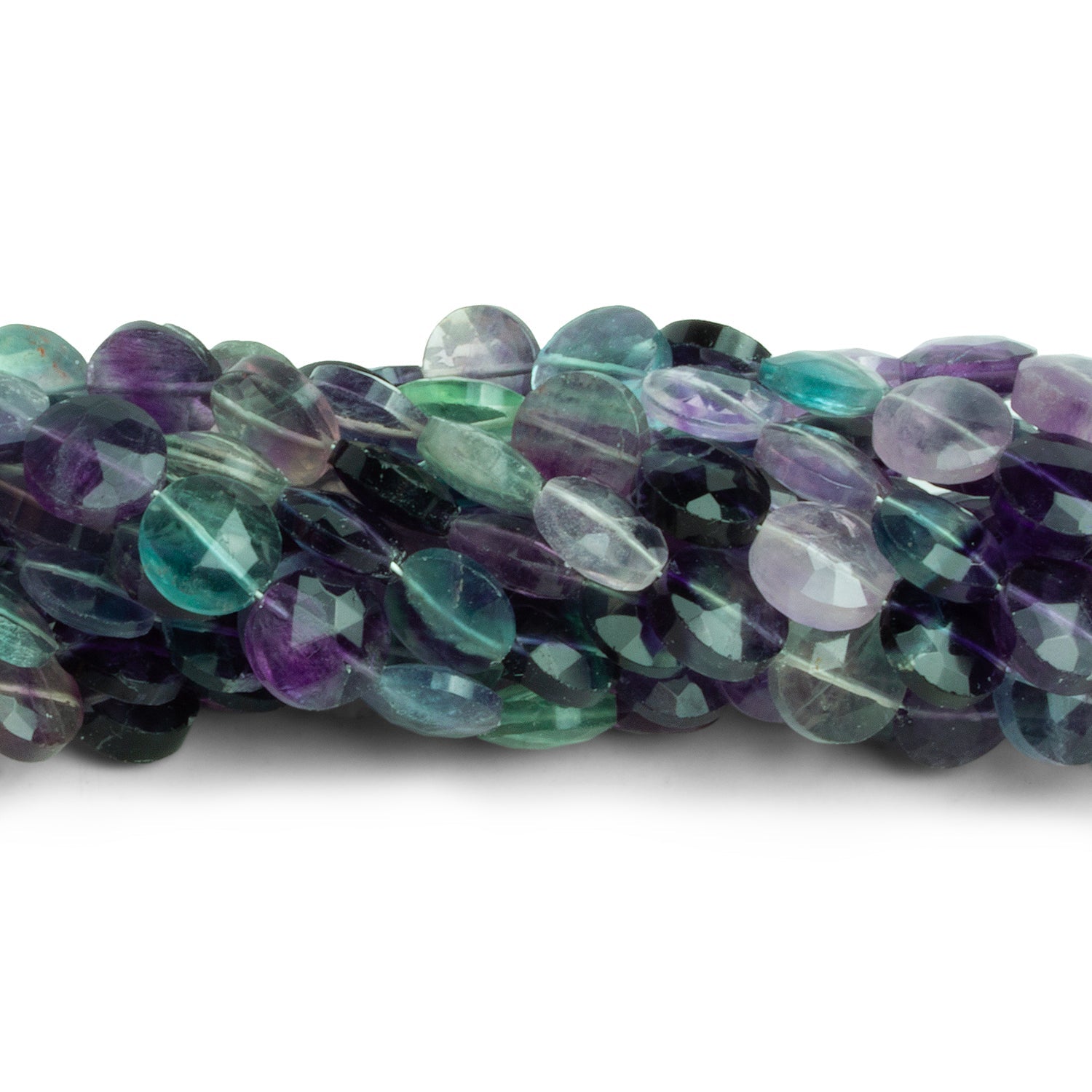 8mm Fluorite Faceted Coins 7.5 inch 23 beads - The Bead Traders