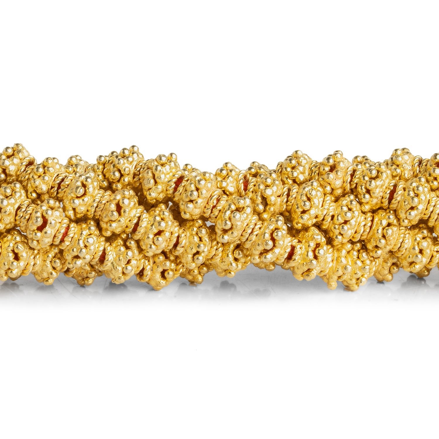8mm Gold Plated Copper Decorated Rope & Ball Bead Caps 8 inch 66 pieces - The Bead Traders