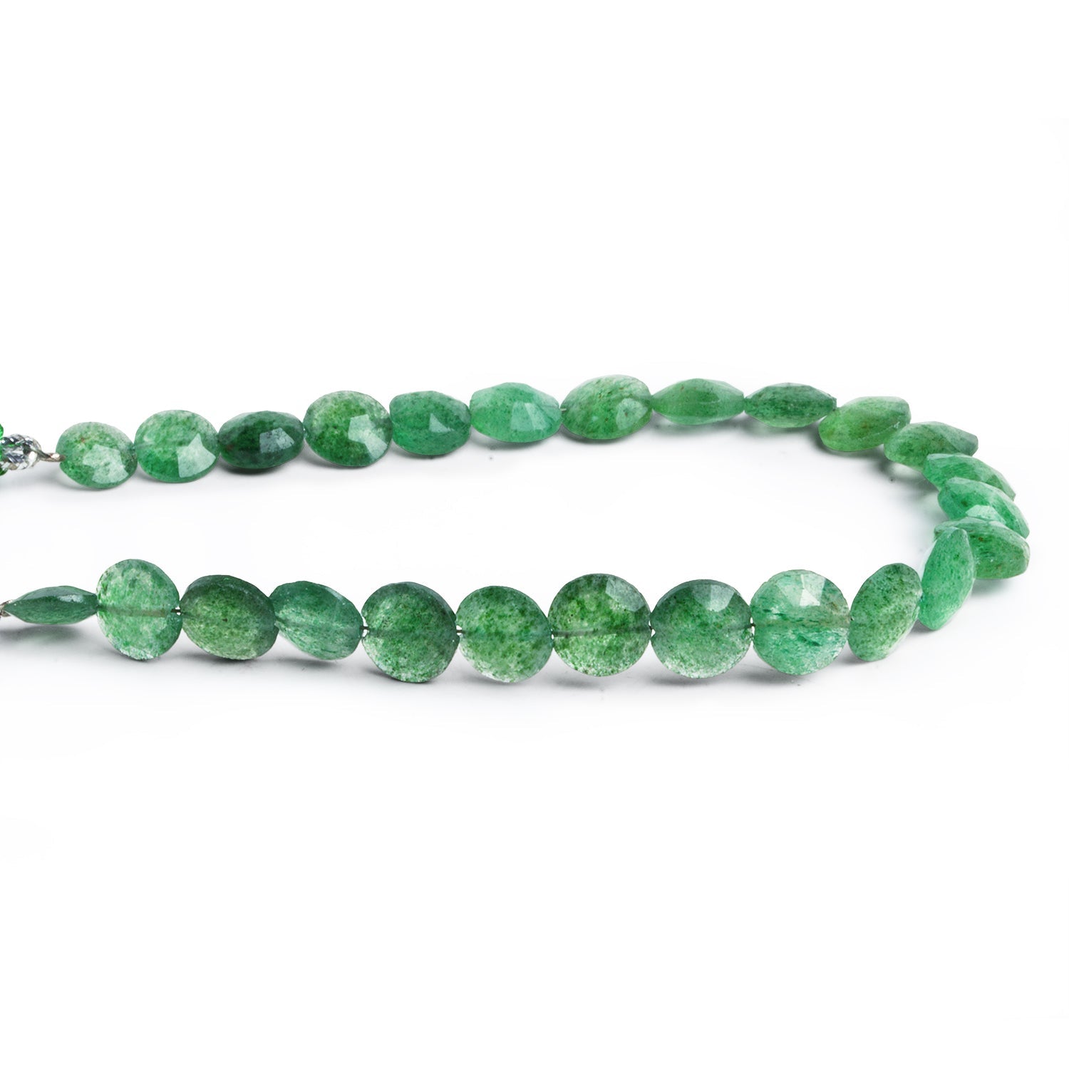 8mm Green Aventurine Faceted Coins 7.5 inch 23 beads - The Bead Traders