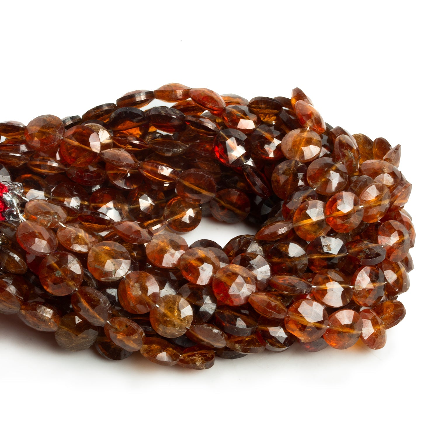 8mm Hessonite Garnet Faceted Coins 7.5 inch 23 beads - The Bead Traders