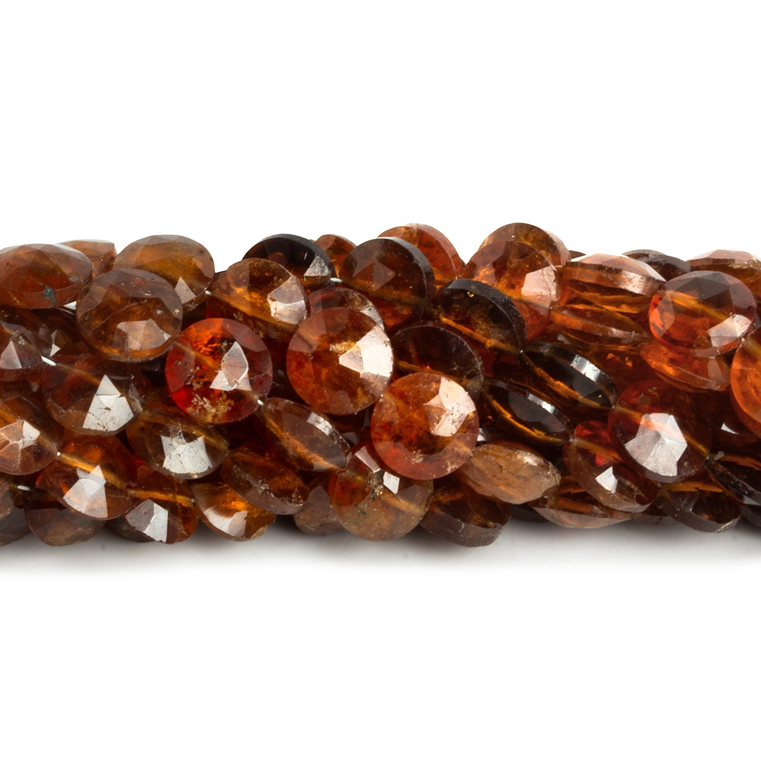 8mm Hessonite Garnet Faceted Coins 7.5 inch 23 beads - The Bead Traders