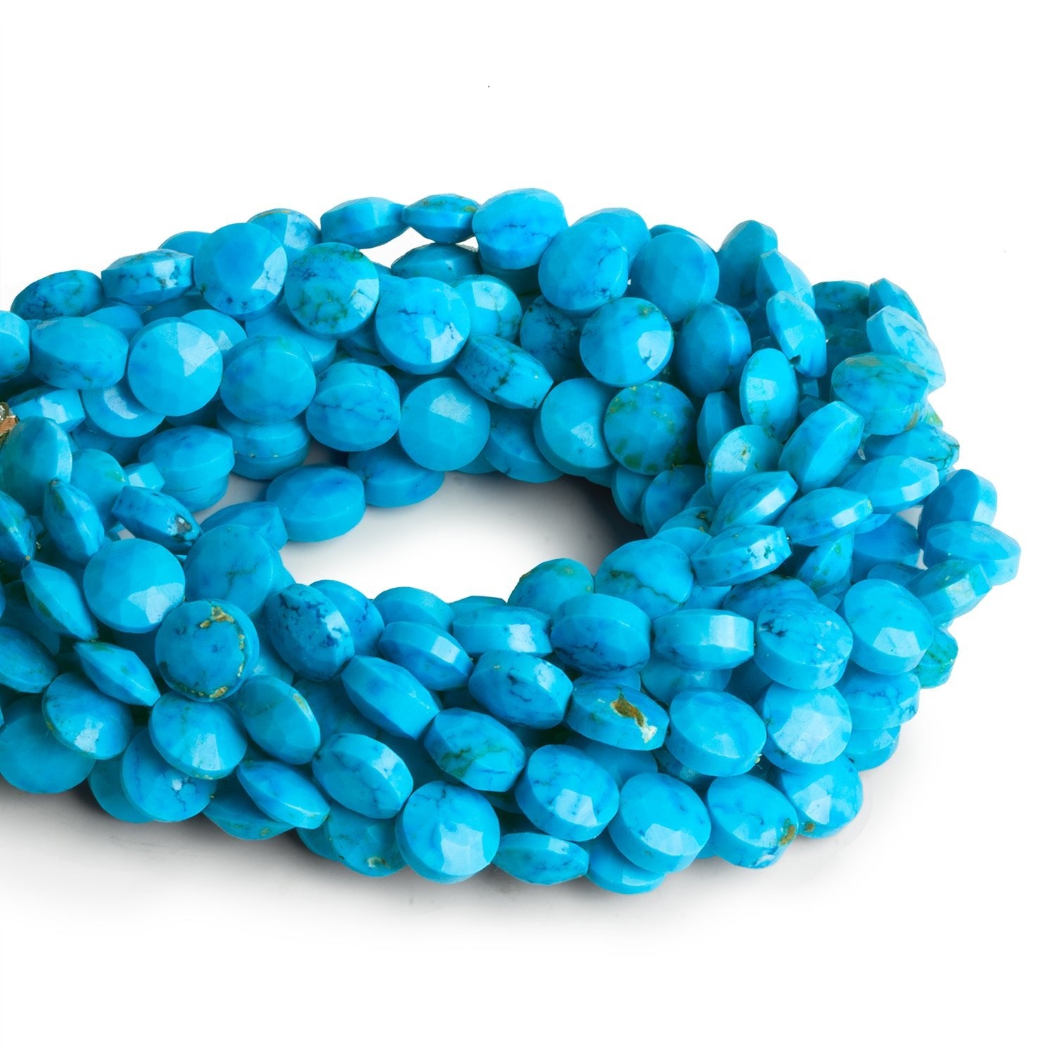 8mm Howlite Faceted Coins 7.5 inch 23 beads - The Bead Traders
