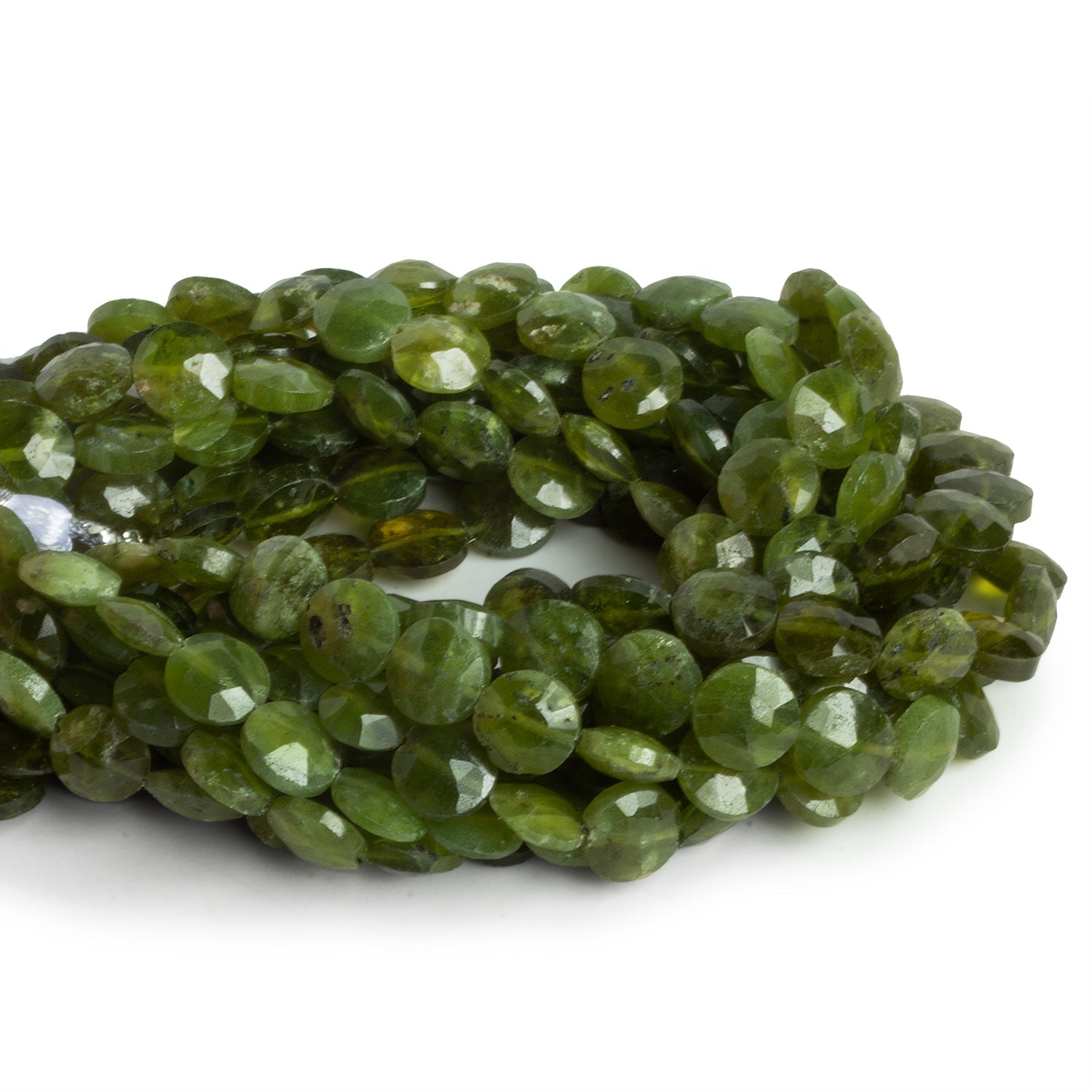8mm Idocrase Faceted Coins 7.5 inch 23 beads - The Bead Traders