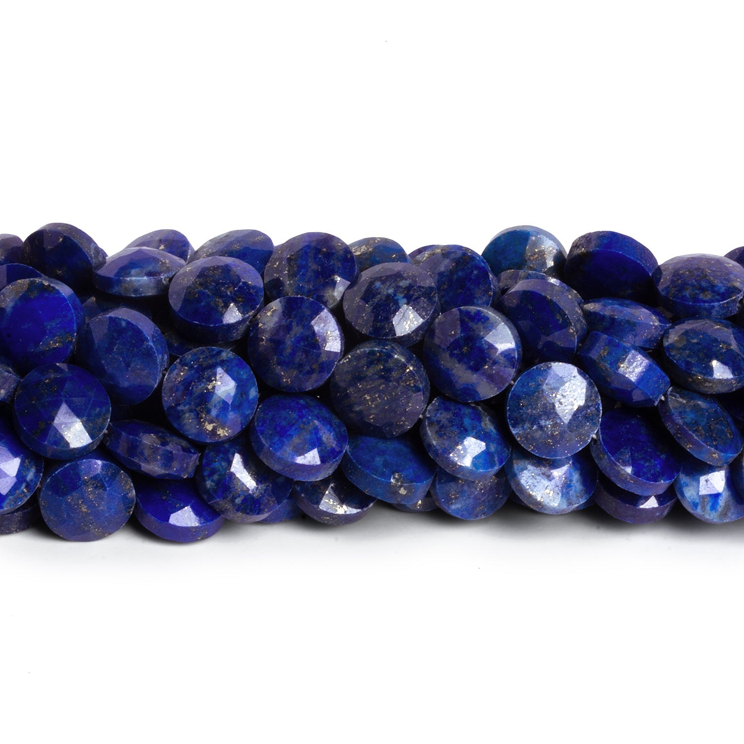 8mm Lapis Lazuli Faceted Coins 7.5 inch 23 beads - The Bead Traders