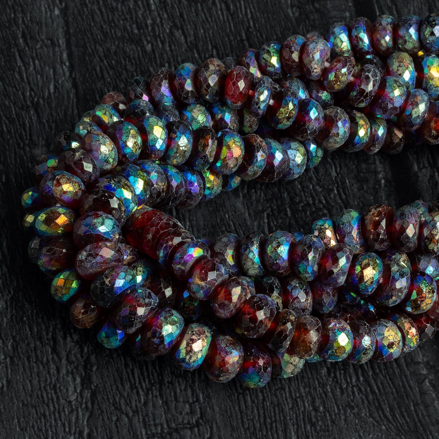8mm Mystic Garnet Faceted Rondelles Set of 10 Beads - The Bead Traders