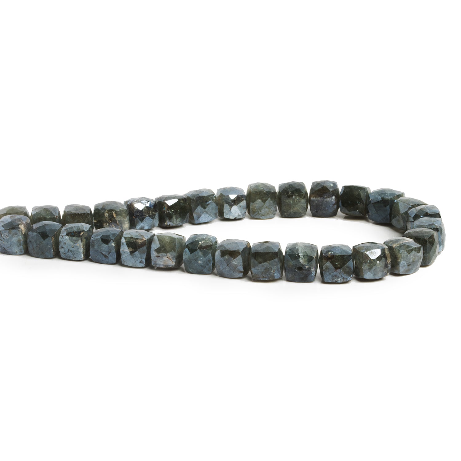 8mm Mystic Moss Aquamarine Cubes 7.5 inch 27 beads - The Bead Traders