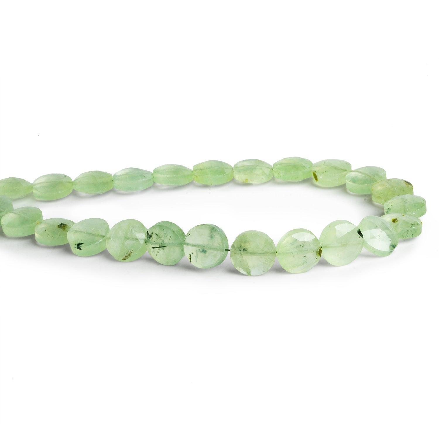 8mm Prehnite Faceted Coins 7.5 inch 23 beads - The Bead Traders