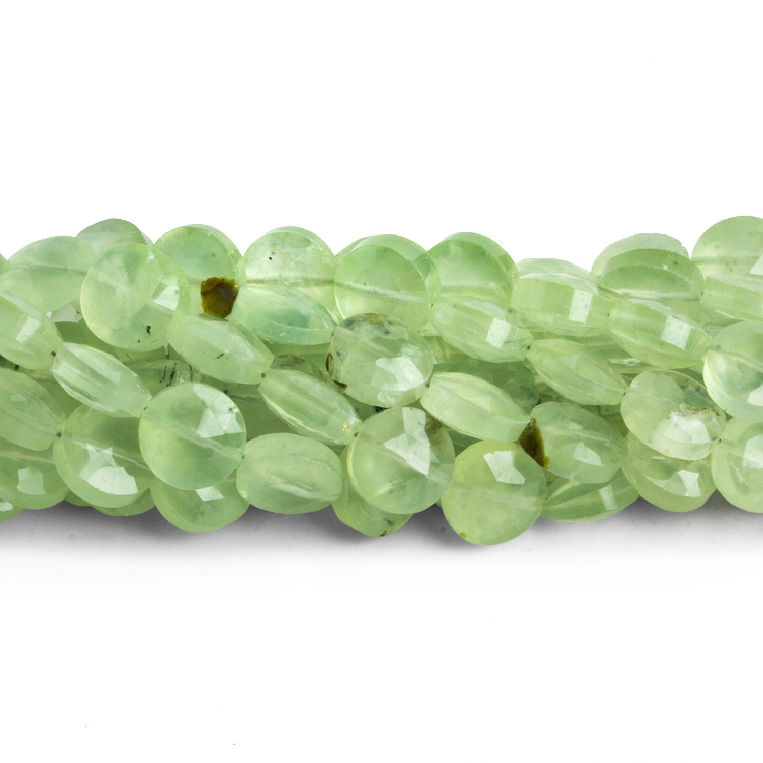 8mm Prehnite Faceted Coins 7.5 inch 23 beads - The Bead Traders