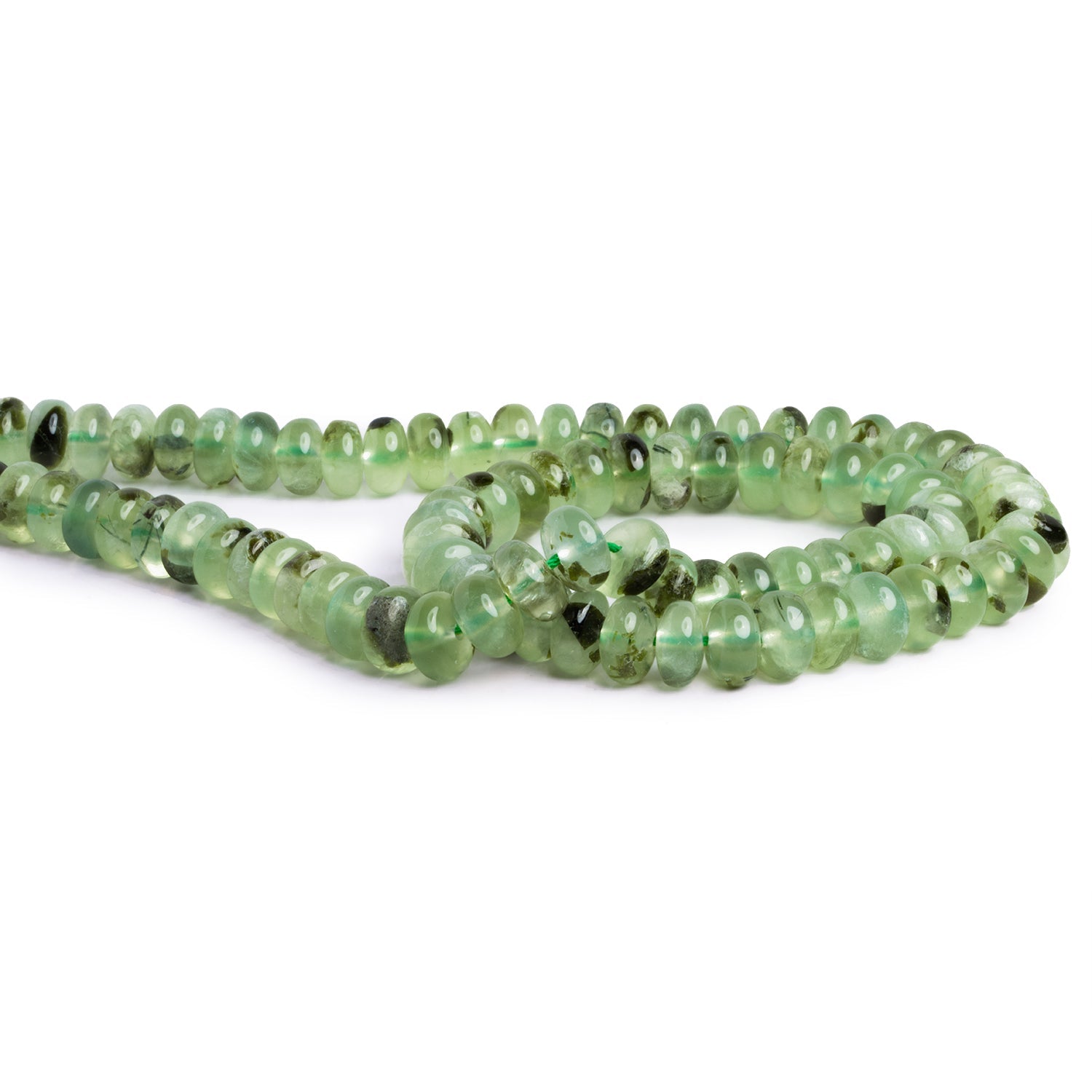 8mm Prehnite Plain Rondelles 16 inch 81 beads 1mm Large Hole - The Bead Traders