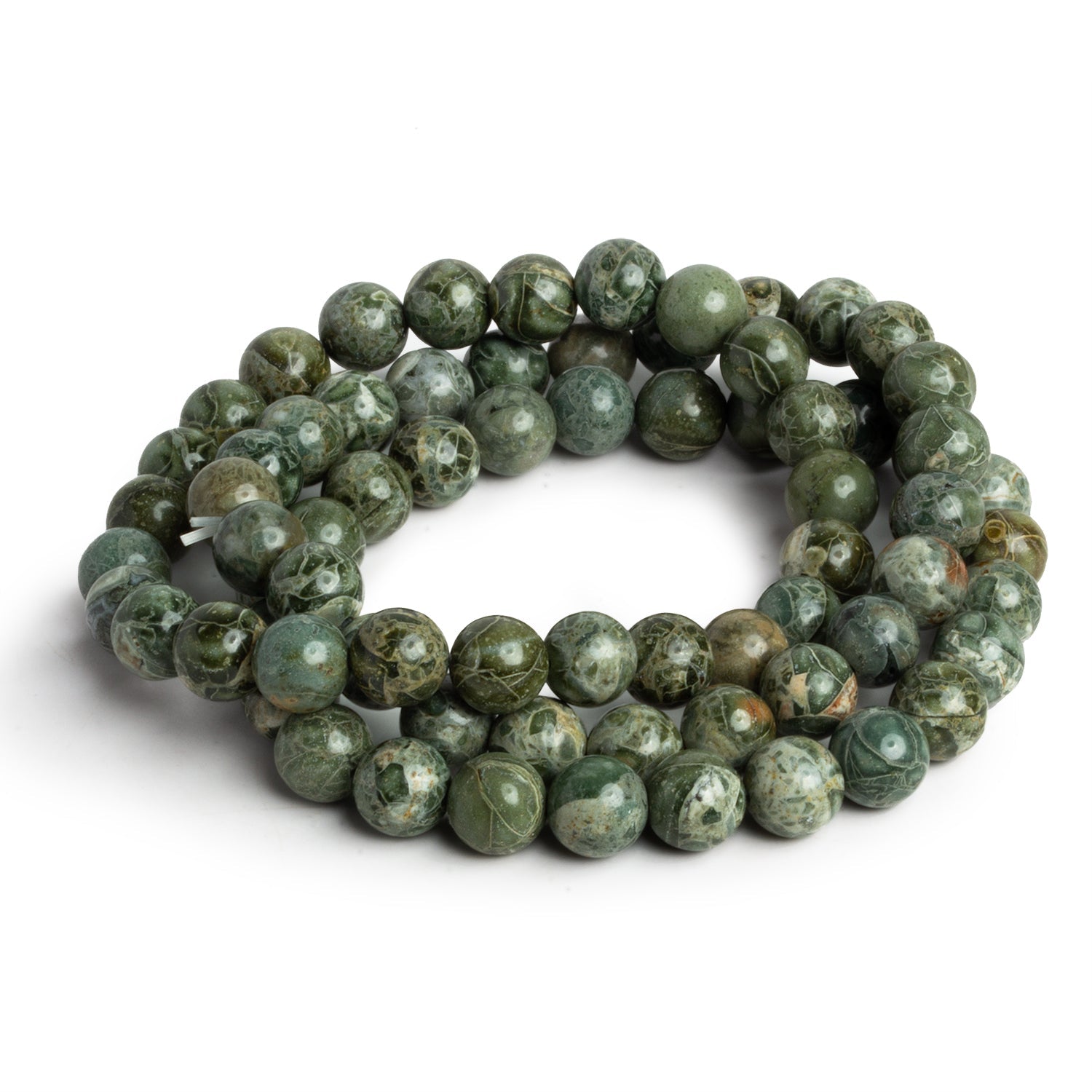 8mm Rainforest Jasper Plain Rounds 23 beads - The Bead Traders