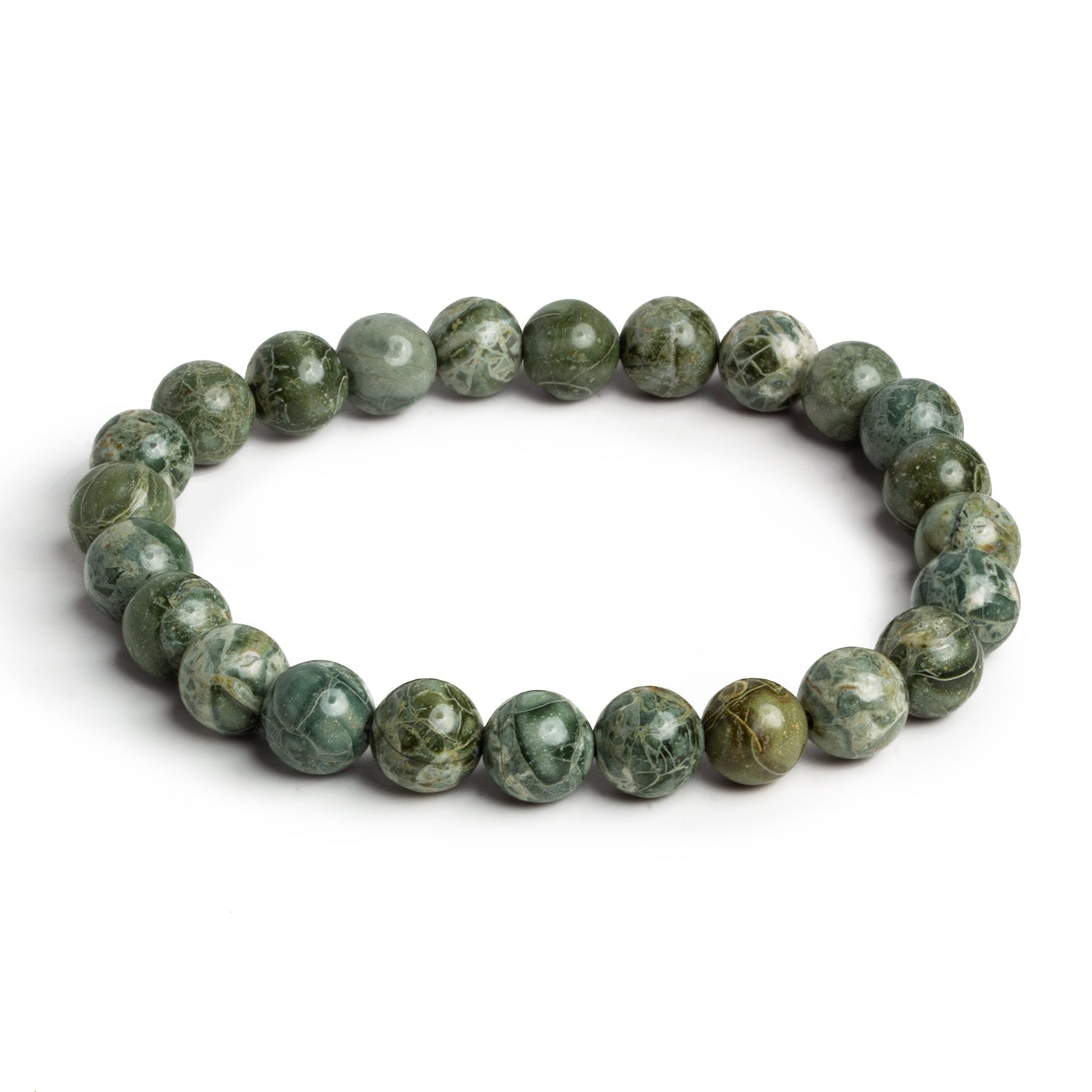 8mm Rainforest Jasper Plain Rounds 23 beads - The Bead Traders