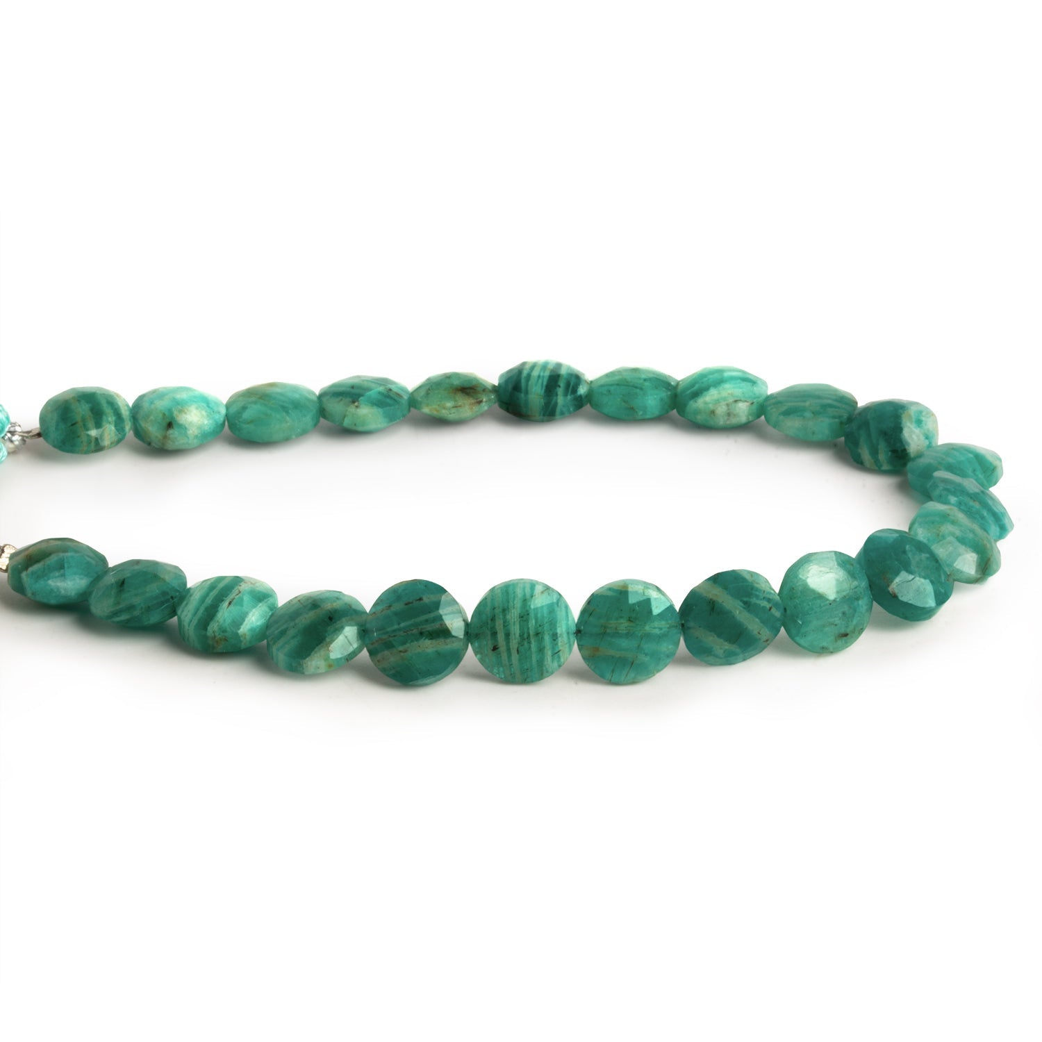 8mm Russian Amazonite Faceted Coins 7.5 inch 23 beads - The Bead Traders