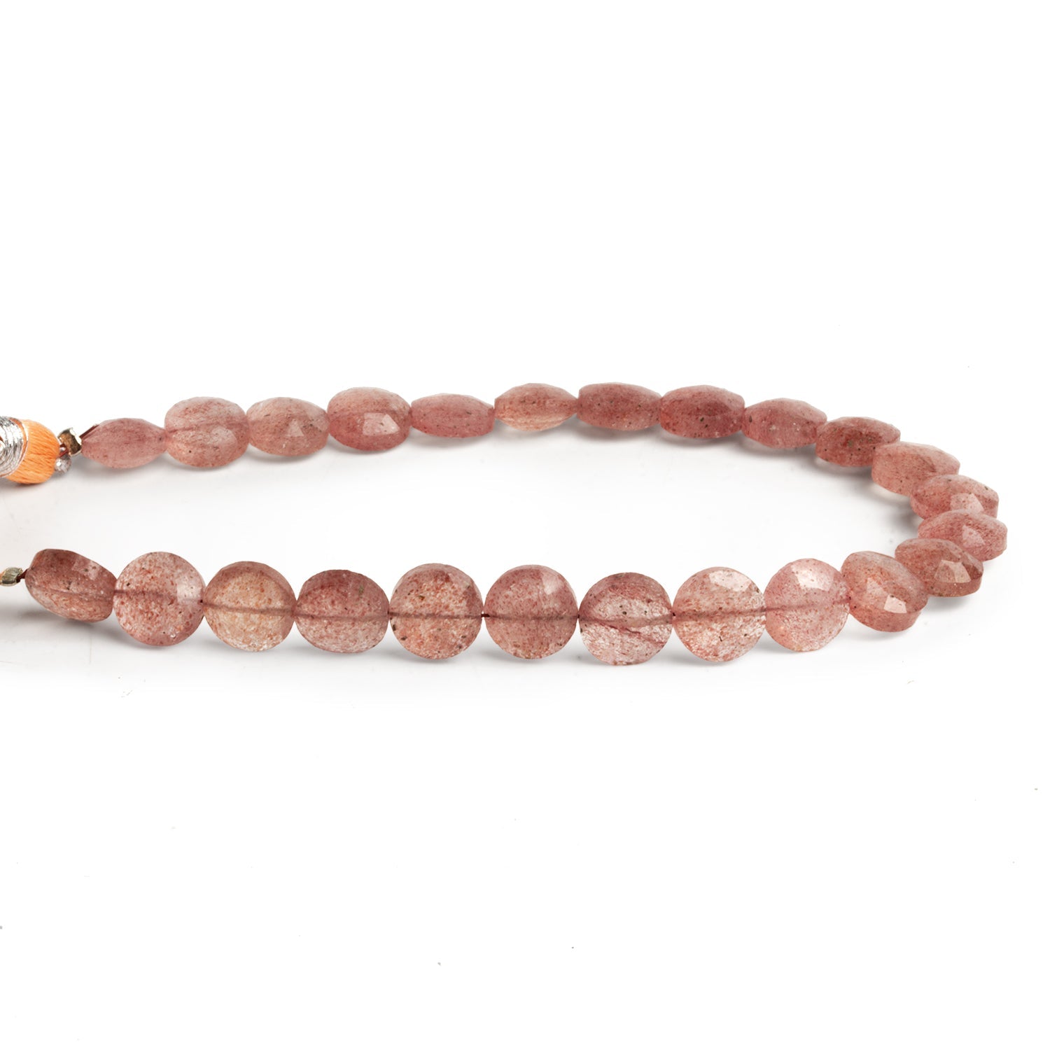 8mm Strawberry Quartz Faceted Coins 7.5 inch 23 beads - The Bead Traders