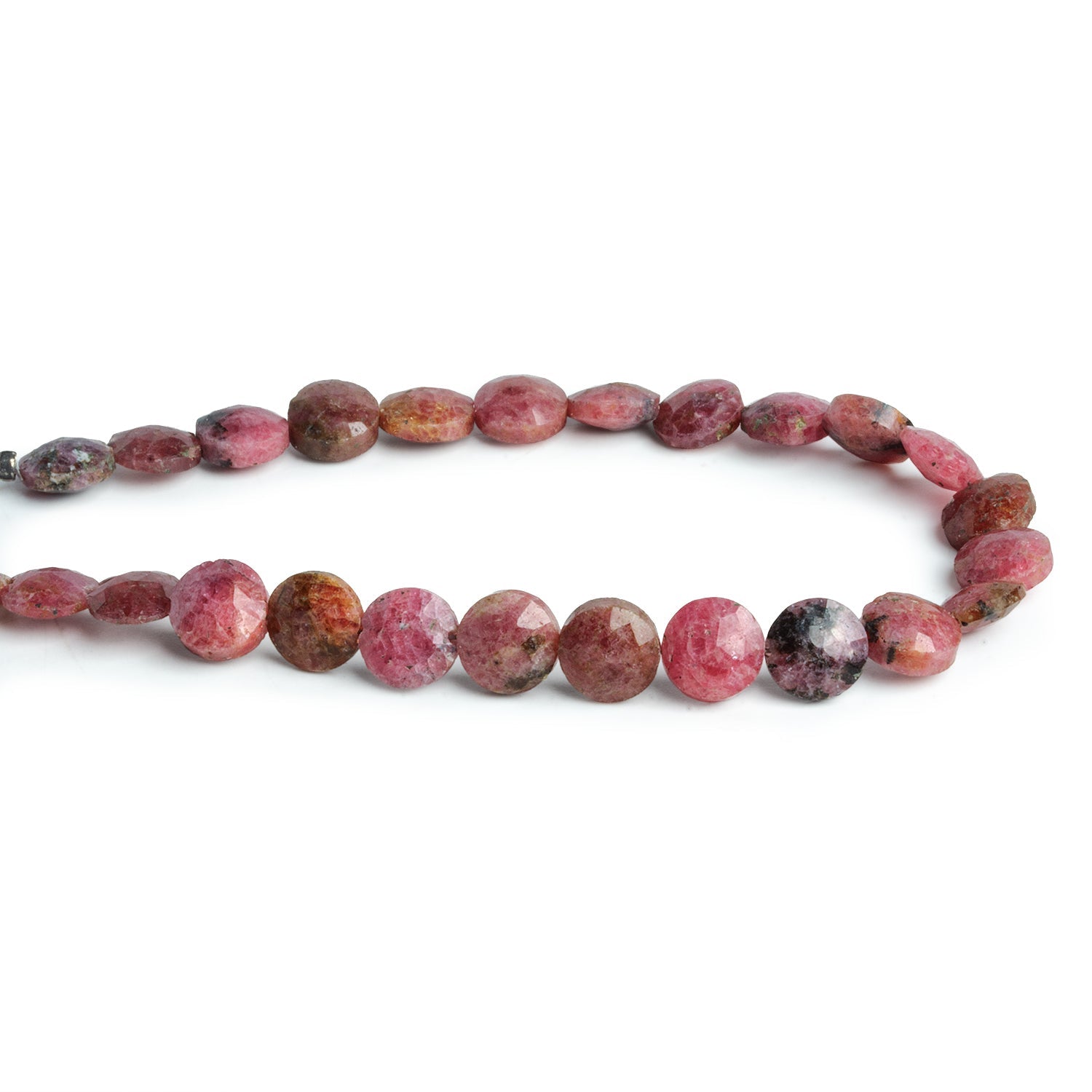 8mm Thulite Faceted Coins 7.5 inch 23 beads - The Bead Traders