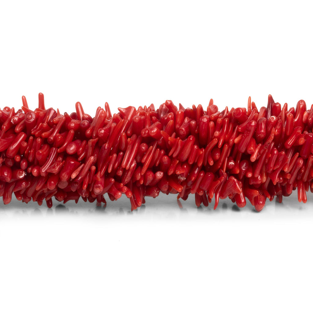 8x4mm Red Bamboo Coral Chips 16 inch 180 beads - The Bead Traders