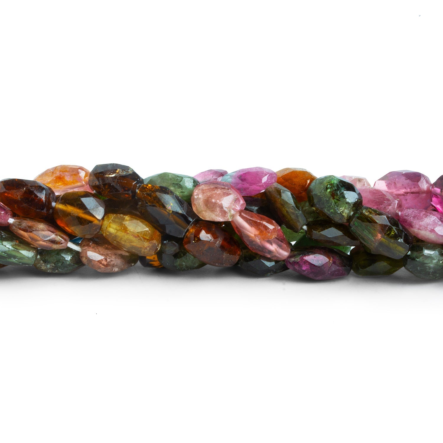8x5mm Multicolor Tourmaline Faceted Ovals 15 inch 50 beads - The Bead Traders