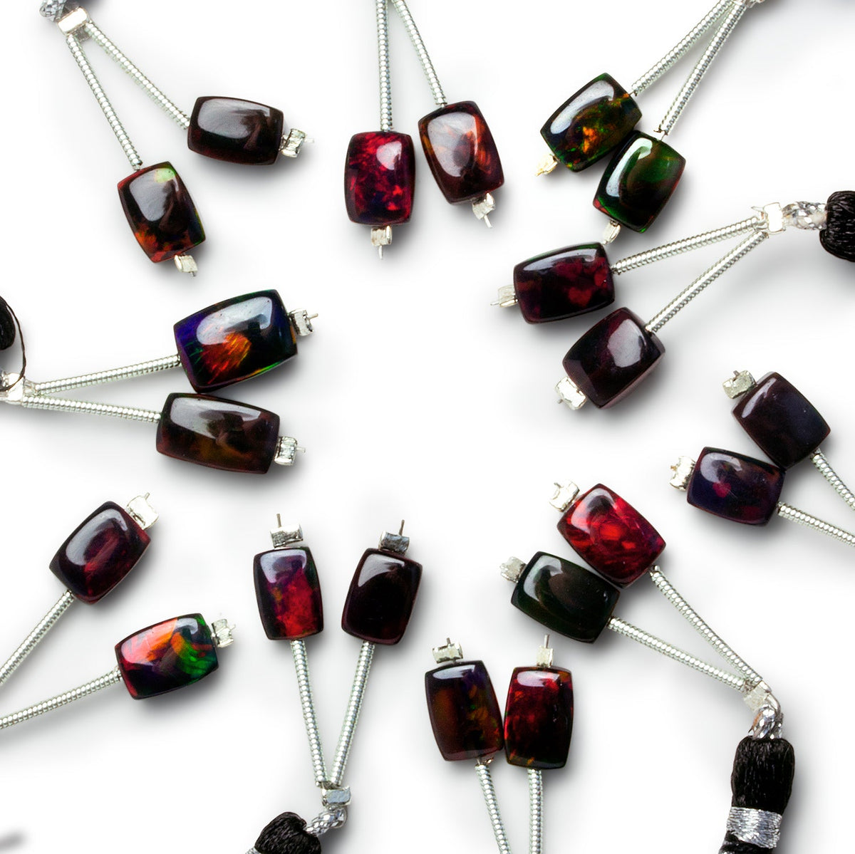 8x6mm Black Ethiopian Opal Plain Pillow Focals 2 Beads - The Bead Traders