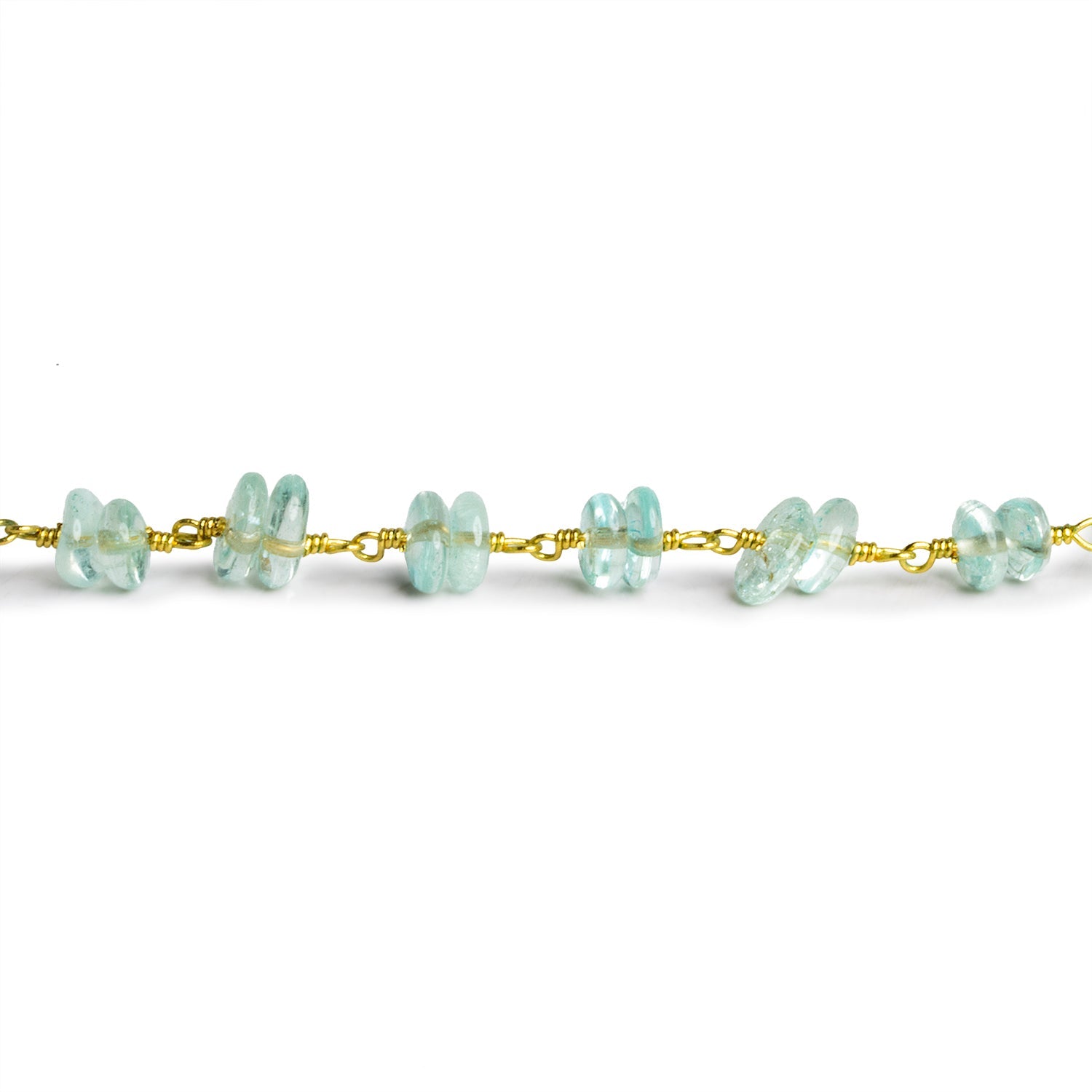 8x6mm Blue Quartz Double Nugget Gold Chain 58 beads - The Bead Traders