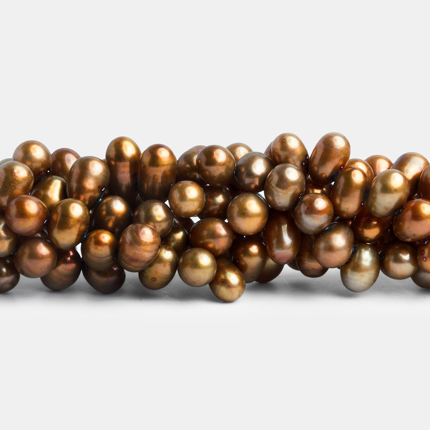 8x6mm Bronze Oval Side - Drilled Pearls 15 inch 75 beads - The Bead Traders