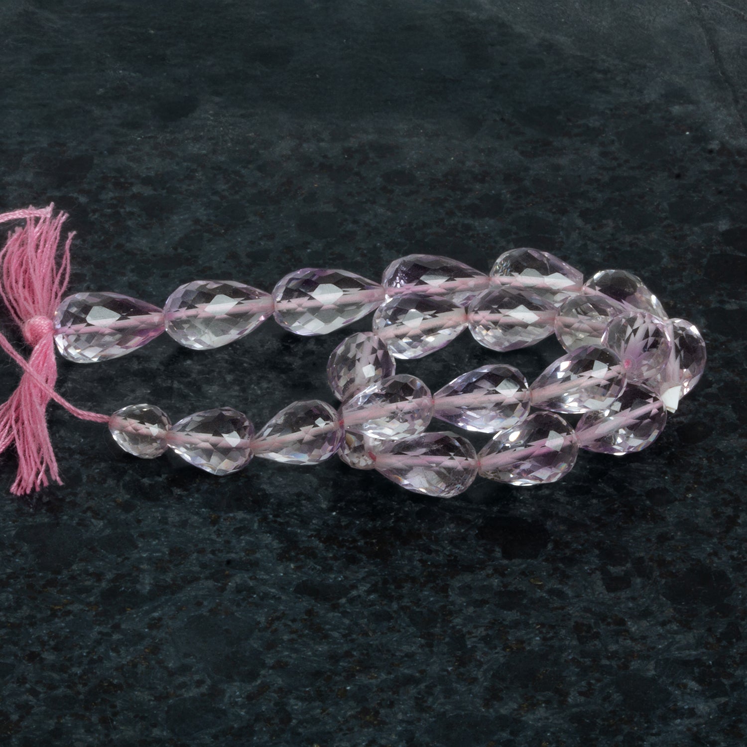 8x6mm Pink Amethyst Faceted Teardrops 8 inch 22 beads - The Bead Traders
