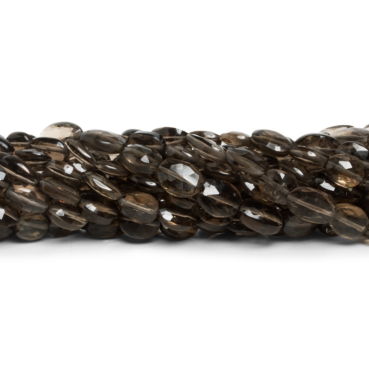 8x7mm Smoky Quartz Faceted Ovals 14 inch 37 beads - The Bead Traders