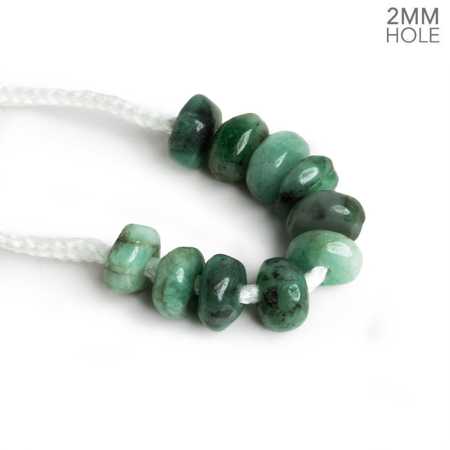 9 - 10mm Emerald 2mm Large Hole Rondelles 10 Beads - The Bead Traders