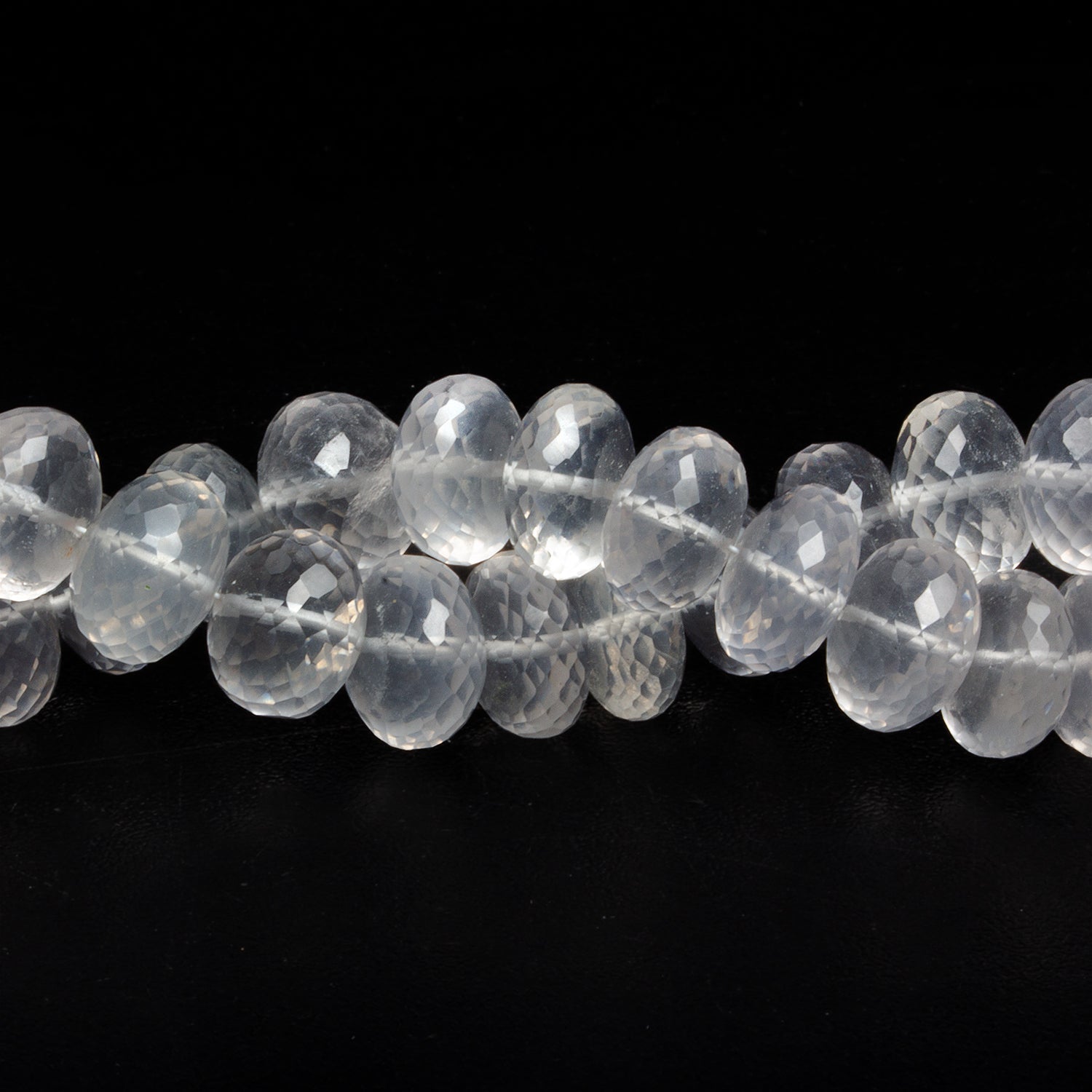 9 - 10mm Ice Quartz Faceted Rondelles 17 inch 68 beads - The Bead Traders