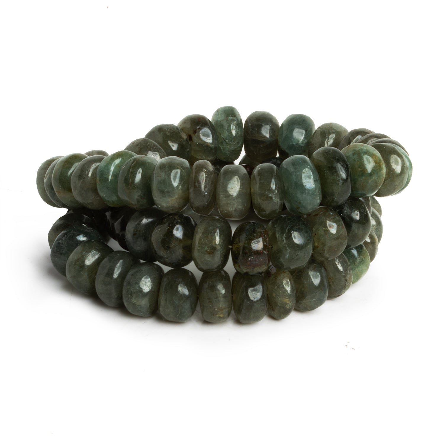 9 - 10mm Moss Aquamarine Plain Rondelles 16 inch 70 beads - The Bead Traders