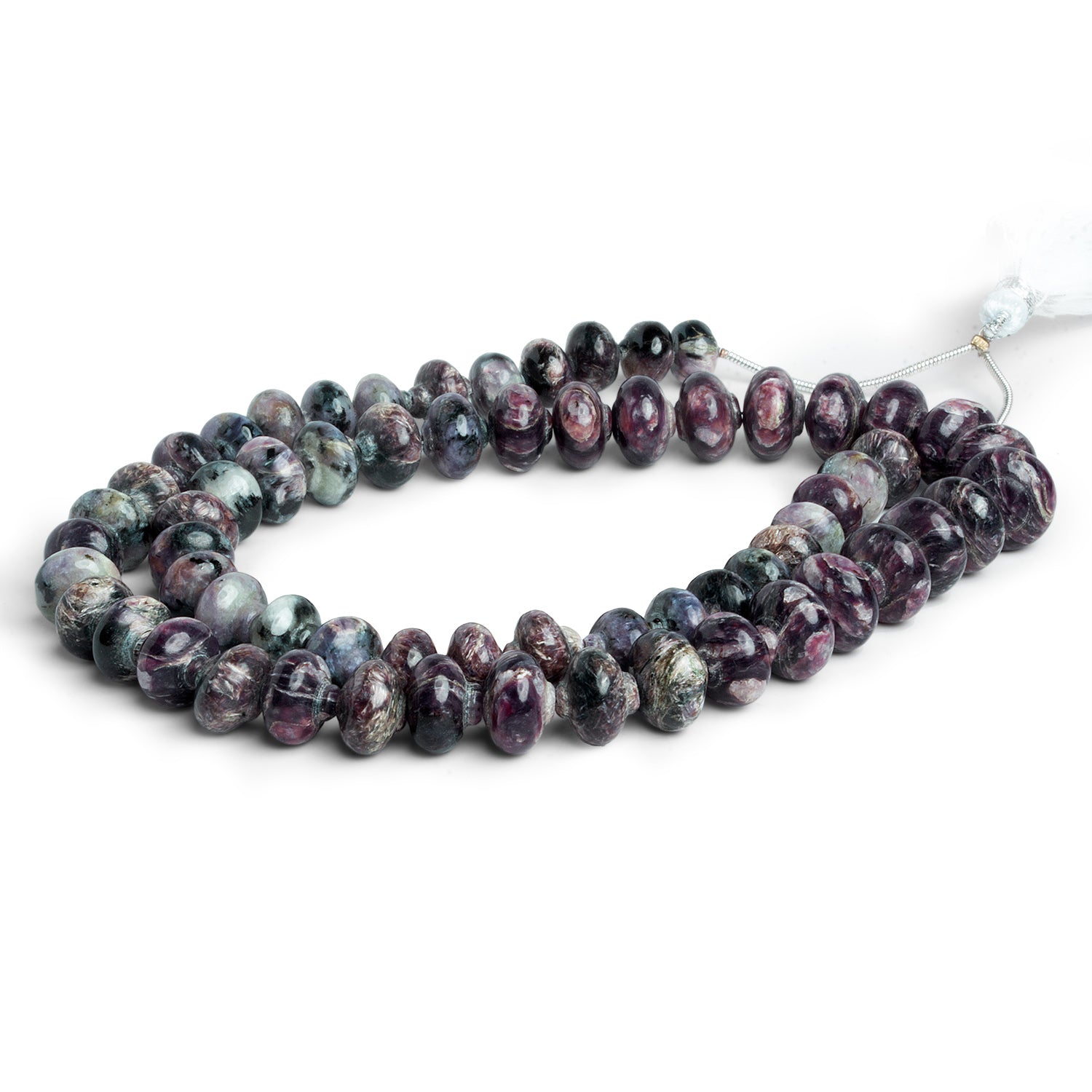 9 - 12mm Charoite Plain Rondelles 18 inch 63 beads - The Bead Traders