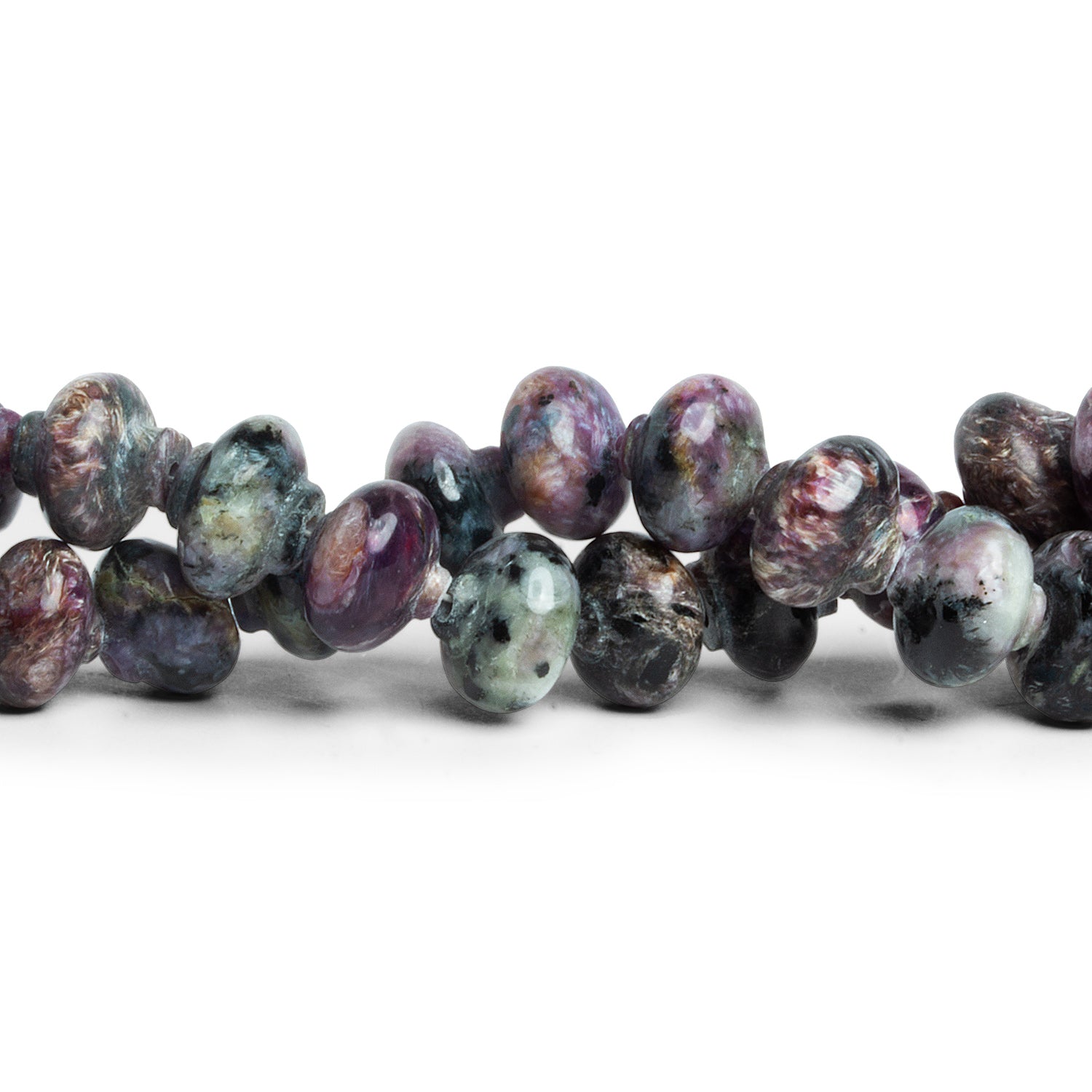 9 - 12mm Charoite Plain Rondelles 18 inch 63 beads - The Bead Traders